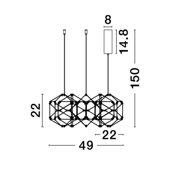 Titanium Black Copper  LED 25 Watt 230 Volt   1634Lm 3000K IP20  Led Chip: 60 Pcs  D: 49 H: 150 cm Adjustable Height image 1