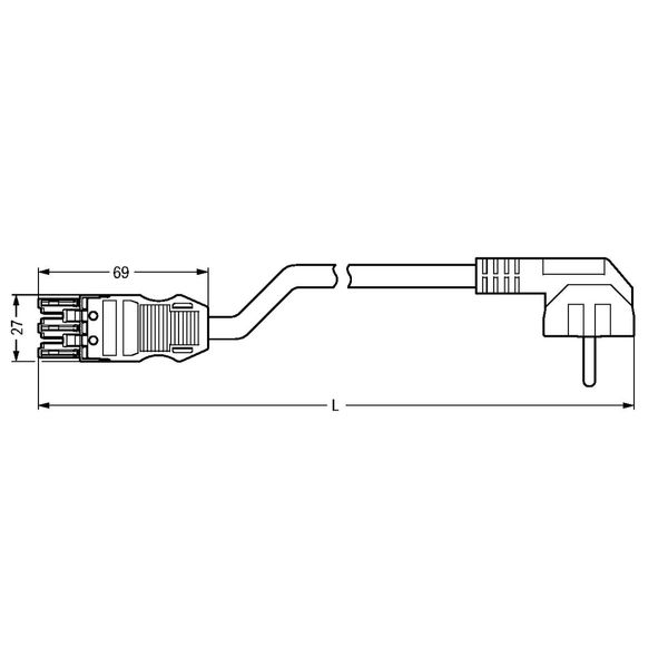 pre-assembled adapter cable Socket/SCHUKO plug 3-pole white image 1
