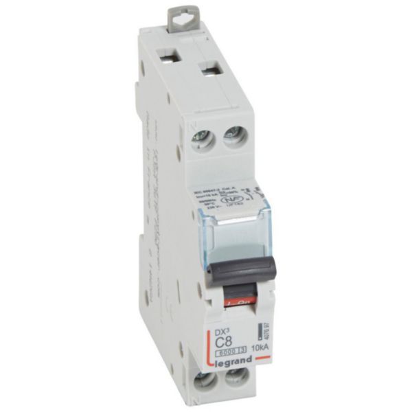 DX³6000 10kA high inlet and low outgoing screw circuit breaker U+N 230V~ - 8A - curve C - 1 module image 1