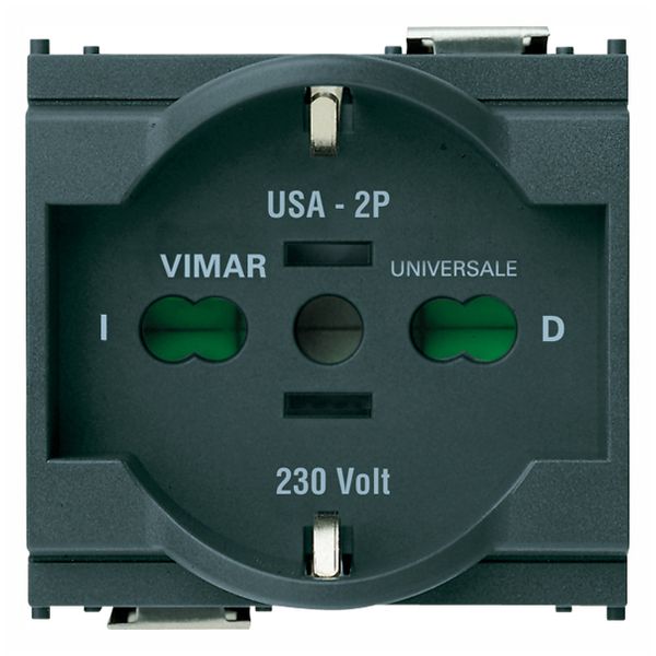 2P+E 16A universal outlet grey image 1