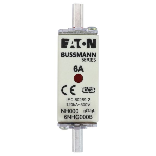 Fuse-link, LV, 6 A, AC 500 V, NH000, gL/gG, IEC, dual indicator, live gripping lugs image 12