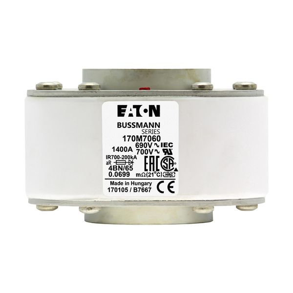 Fuse-link, high speed, 1400 A, AC 690 V, size 4, 67 x 105 x 105 mm, aR, IEC, single indicator image 5