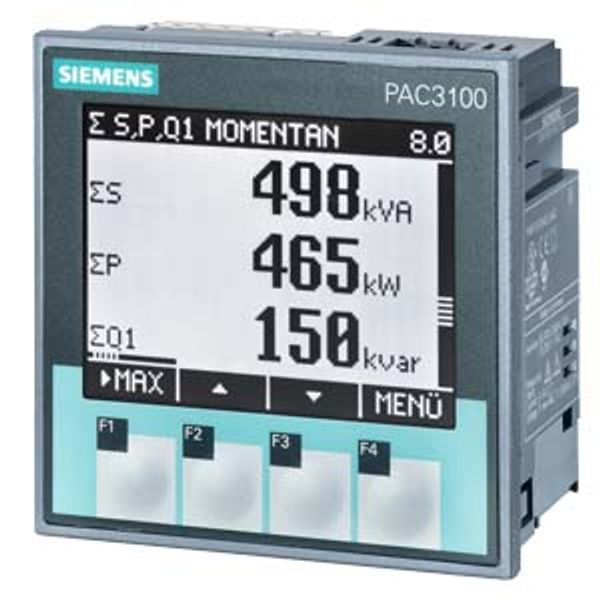 SENTRON, measuring device, 7KM PAC3100, LCD, L-L: 480 V, L-N: 277 V, 3-phase, Modbus RTU, active/reactive .... 7KM3133-0BA00-3AA0 image 1