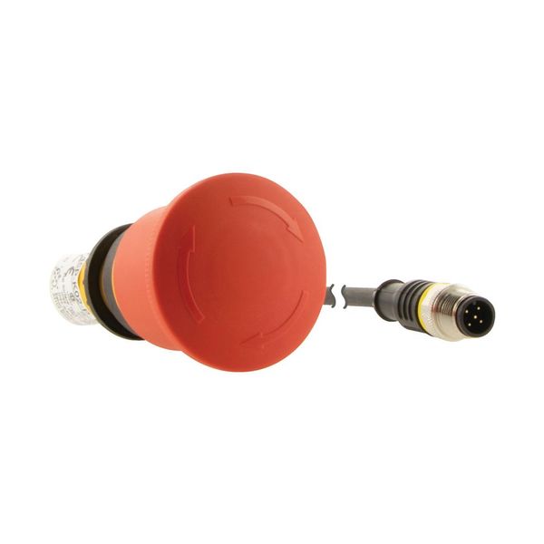 Emergency stop/emergency switching off pushbutton, Palm-tree shape, 45 mm, Turn-to-release function, 2 NC, Cable (black) with M12A plug, 5 pole, 0.2 m image 9