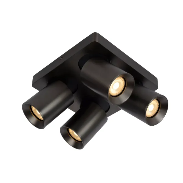 Lucide NIGEL - Ceiling spotlight - LED Dim to warm - GU10 - 4x5W 2200K/3000K - Black Steel image 1