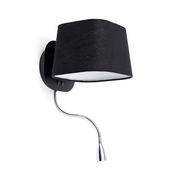 SWEET BLACK WALL LAMP WITH LED READER 1 X E27 60W image 2