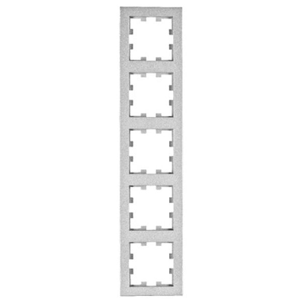 Five gang frame, Design CUBIC, silver image 1