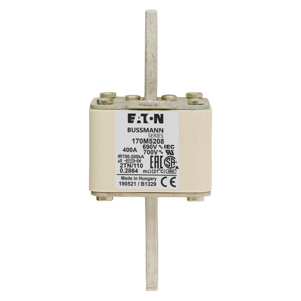 Fuse-link, high speed, 400 A, AC 690 V, DIN 2, 61 x 75 x 138 mm, aR, DIN, IEC, single indicator image 16