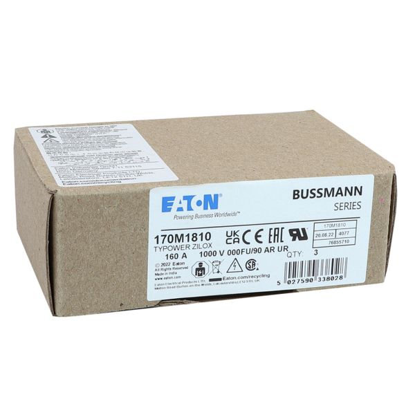 Fuse-link, high speed, 160 A, DC 1000 V, size 000, 24 x 36 x 115 mm, aR, IEC image 12