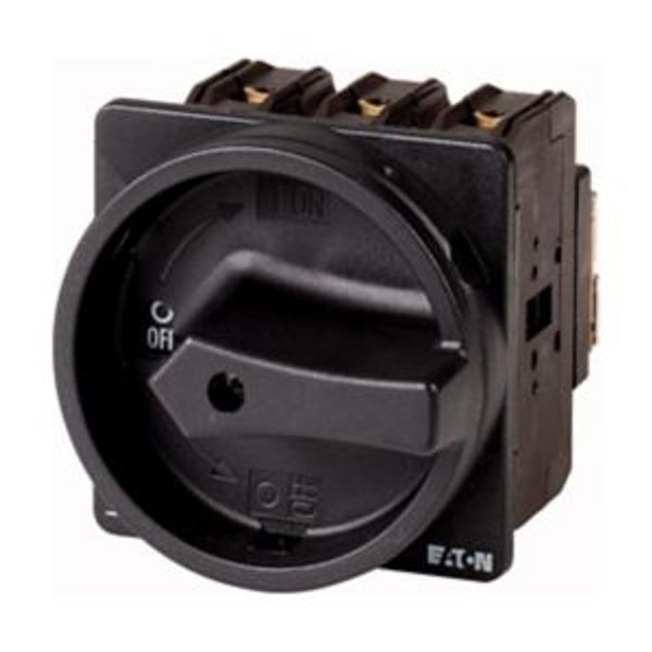 Main switch, P3, 63 A, flush mounting, 3 pole + N, 1 N/O, 1 N/C, STOP function, With black rotary handle and locking ring, Lockable in the 0 (Off) pos image 2