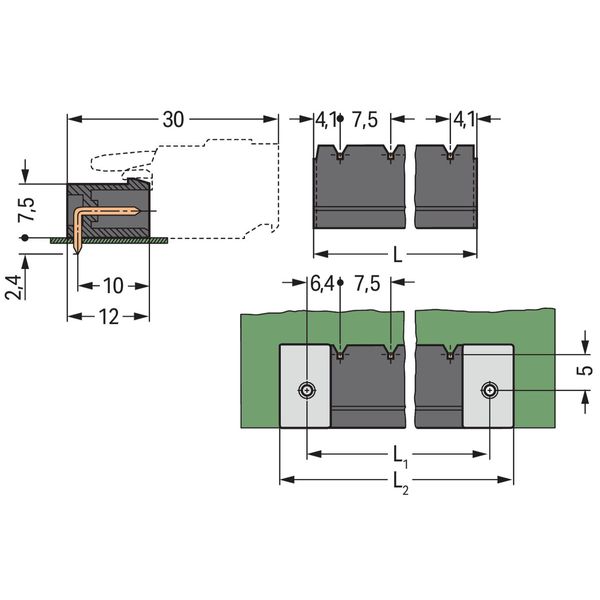 THR male header 1.0 x 1.0 mm solder pin angled black image 2