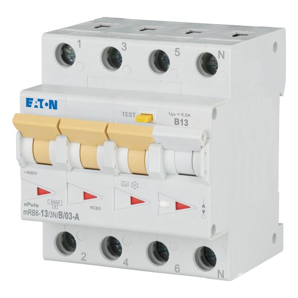 RCD/MCB combination, 13 A, 300 mA, MCB trip characteristic: B, 3p+N, RCD trip characteristic: A image 2