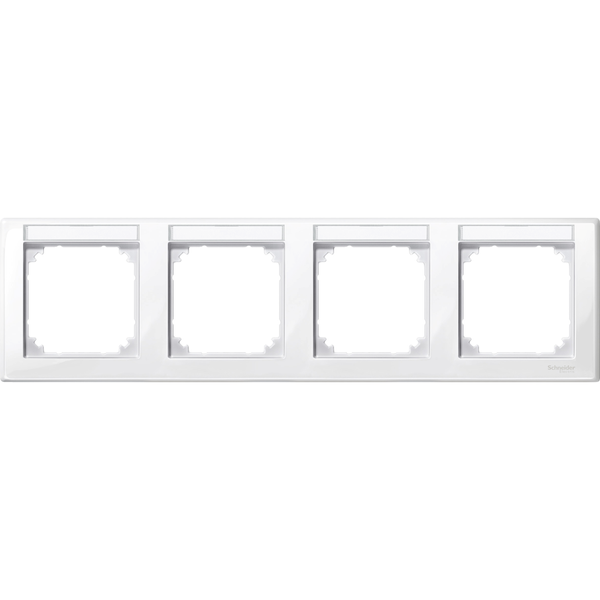 M-Smart frame, 4-gng w. label.bracket, horizontal installation, pol.wht., glossy image 3