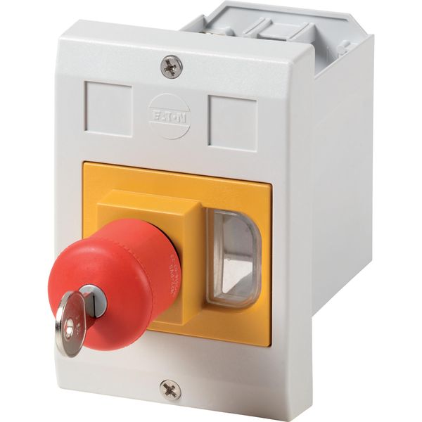 Insulated enclosure, E-PKZ0, H x W x D = 129 x 90 x 176 mm, flush-mounted, + emergency stop mushroom button, key activated image 4