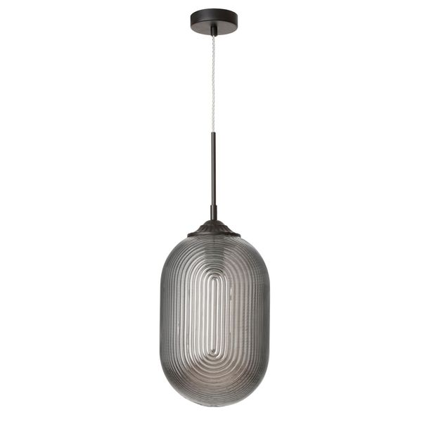 Smoky Gray Glass   Matt Black Metal  LED E27 1x12 Watt 230 Volt  IP20 Bulb Excluded  D: 22.5 H1: 55.4 H2: 120 cm Adjustable height image 1