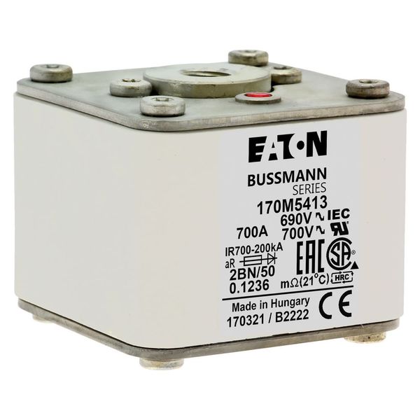 Fuse-link, high speed, 700 A, AC 690 V, size 2, 61 x 77 x 51 mm, aR, IEC, UL, single indicator image 16