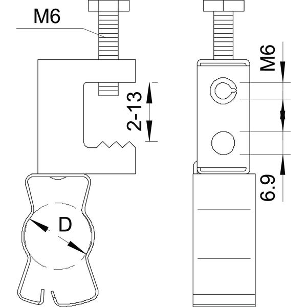 TKS 213-25 Carrier screw clamp with pipe clamp 18-25mm 2-13mm image 2