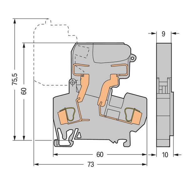 2-conductor fuse terminal block with pivoting fuse holder for miniatur image 2