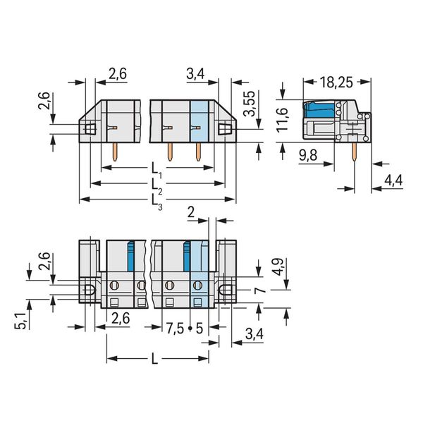 THT female header angled Pin spacing 7.5 mm light gray image 2