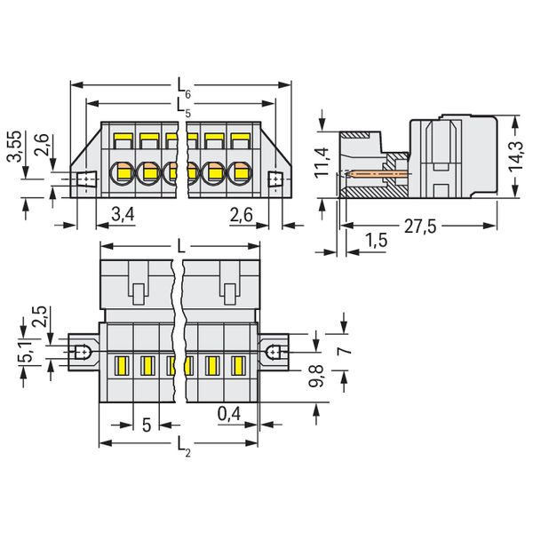 1-conductor male connector CAGE CLAMP® 2.5 mm² light gray image 5