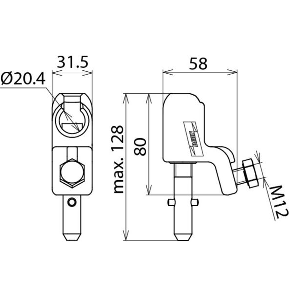 Ball head cap D 20mm, rigid with T pin shaft for cables 16-120mm² image 2