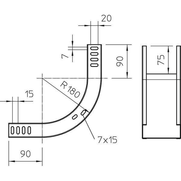 DBV 85 400 F FS Cover for 90° vertical bend falling B400mm image 2