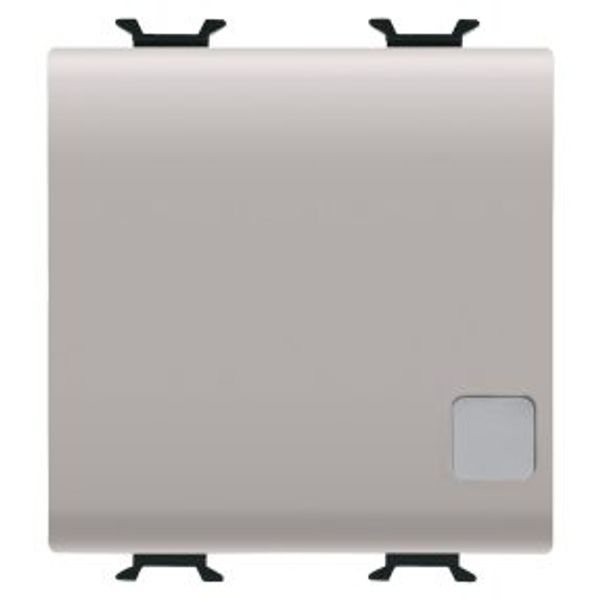 ELECTRONIC SOFT-CLICK PUSH-BUTTON - BACKLIT WITH REP. NEUTRAL LENS - FOR BUS CONT. INTERF. - 1P NO POT.-FREE - 2 MODULES - N. SATIN BEIGE - CHORUSMART image 1