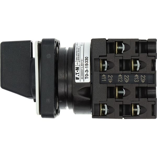 Step switches, T0, 20 A, flush mounting, 3 contact unit(s), Contacts: 6, 45 °, maintained, With 0 (Off) position, 0-3, Design number 15030 image 18