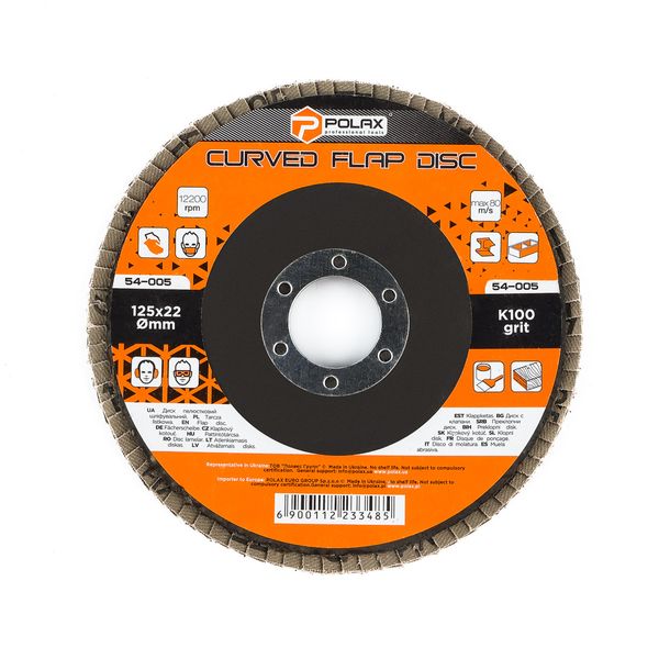 Curved Flap disc 125 * 22мм Abrasive grit K100 image 1