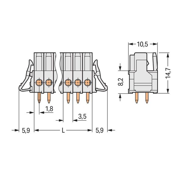 THT female header straight Pin spacing 3.5 mm light gray image 2