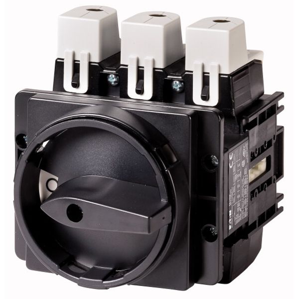 Main switch, P5, 250 A, flush mounting, 3 pole, 1 N/O, STOP function, With black rotary handle and locking ring, Lockable in the 0 (Off) position image 1