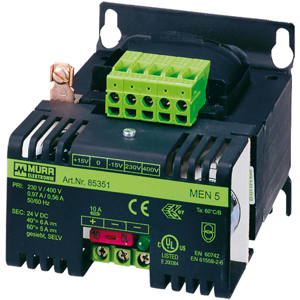 MEN POWER SUPPLY 1/2-PHASE, SMOOTHED IN: 115/230±10VAC OUT: :24V/5ADC image 1