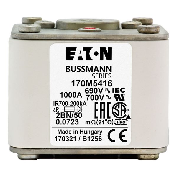 Fuse-link, high speed, 250 A, AC 1250 V, size 2, 61 x 77 x 81 mm, aR, IEC, UL, single indicator image 1