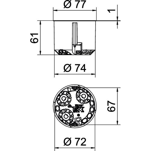 HG 61-AD HW Cavity wall device box for CEE/PERILEX ¨74mm, H61mm image 2