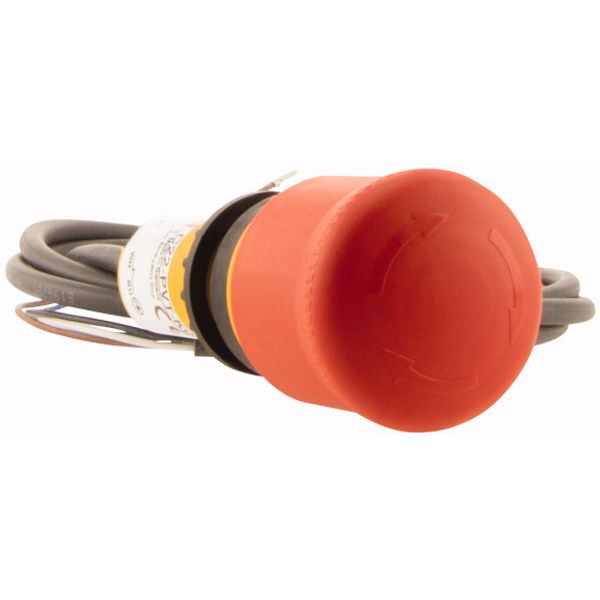 Emergency stop/emergency switching off pushbutton, Mushroom-shaped, 38 mm, Turn-to-release function, 2 NC, Cable (black) with non-terminated end, 4 po image 4