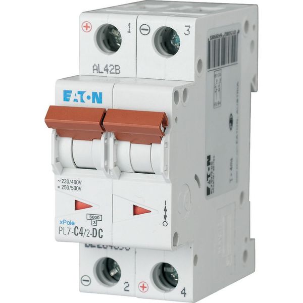 Miniature circuit breaker (MCB), 4 A, 2p, characteristic: C, DC image 2