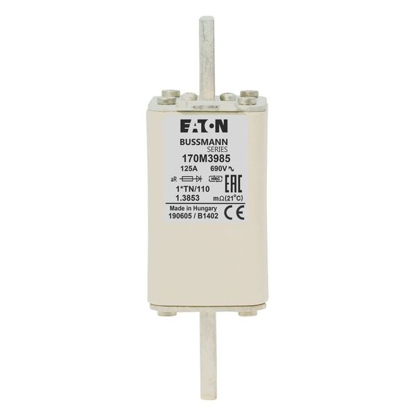 Fuse-link, high speed, 125 A, AC 1000 V, compact DIN 1, 43 x 61 x 138 mm, aR, DIN, IEC, type T indicator image 14