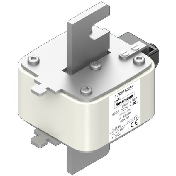 Fuse-link, high speed, 500 A, AC 690 V, size 3, 76 x 92 x 126 mm, aR, IEC, single indicator image 3