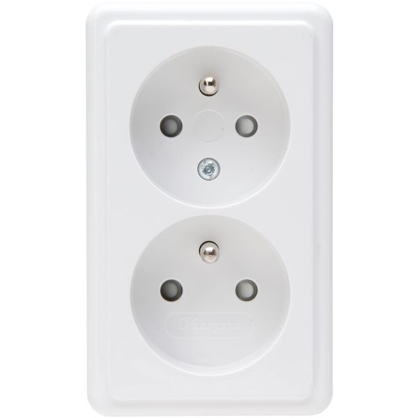 Surface mount socket outlet without earth, 1-fold,withshutter, arctic- white image 1