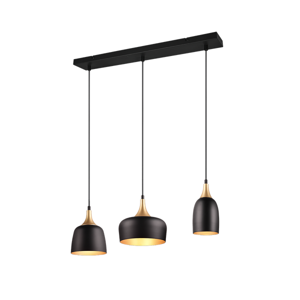 Chiraz pendant 3-pc E27 matt black/matt brass image 1