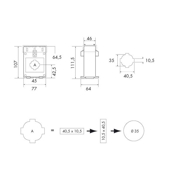 Divisible converter 100/5A, 30x20mm, class 3 image 3