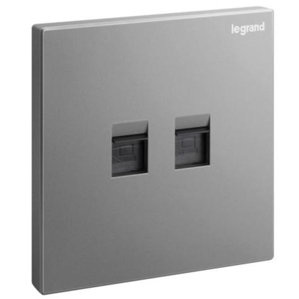 Galion - 1 gang double RJ 45 category 5E UTP socket outlet - dark silver image 1