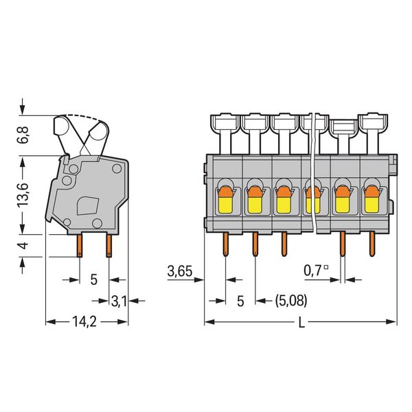 PCB terminal block push-button 2.5 mm² light gray image 3