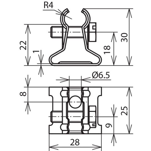 Conductor holder with claw f. Rd 6-10mm StSt with fixing bore D 6.5mm image 2