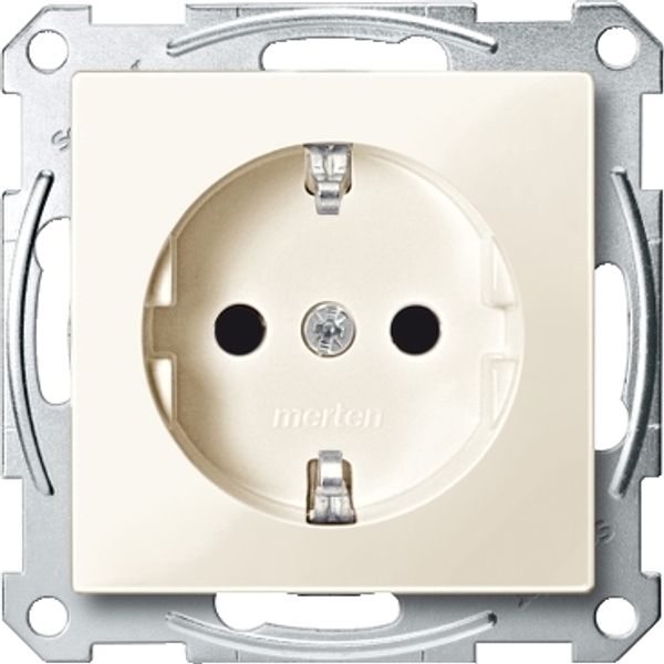 SCHUKO socket-outlet, shutter, screwless terminals, white, glossy, System M image 2