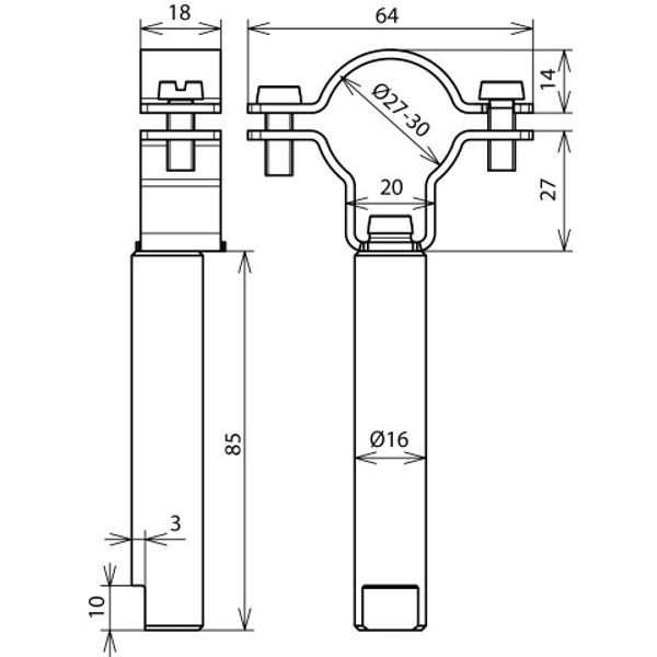 Conductor holder for HVI power Conductor D 27-30mm w. bar  D 16mm L 85 image 2