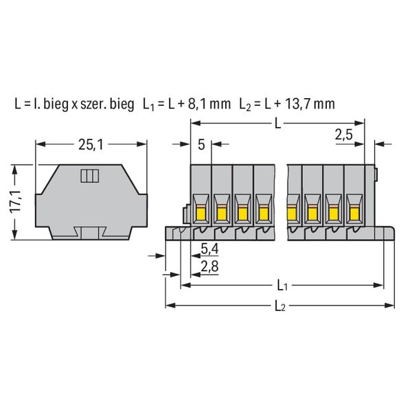 2-conductor terminal strip without push-buttons with fixing flanges gr image 5