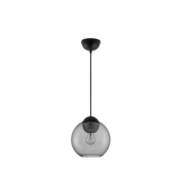 Matt Black Metal  & Light Gray Glass  LED E27 Watt 1x12 230 Volt  IP20 Bulb Excluded  D: 24 H1: 24.8 H2: 183.8 cm Adjustable height image 1