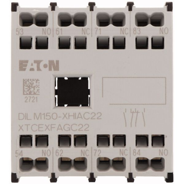 Auxiliary contact module, 4 pole, Ith= 16 A, 2 N/O, 2 NC, Front fixing, Spring-loaded terminals, DILMC40 - DILMC150, XHIA image 2