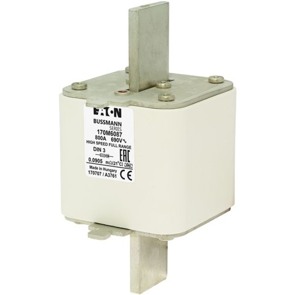 Fuse-link, high speed, 900 A, AC 690 V, DIN 3, 75 x 89 x 150 mm, gR, DIN, IEC, single indicator image 1